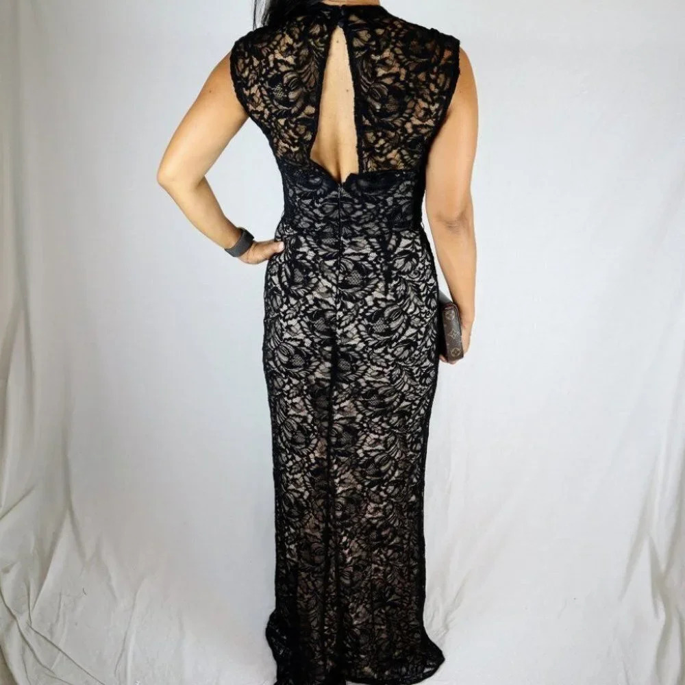 Theia A Night To Remember Black Lace Formal Gown $995 - Picture 7 of 12